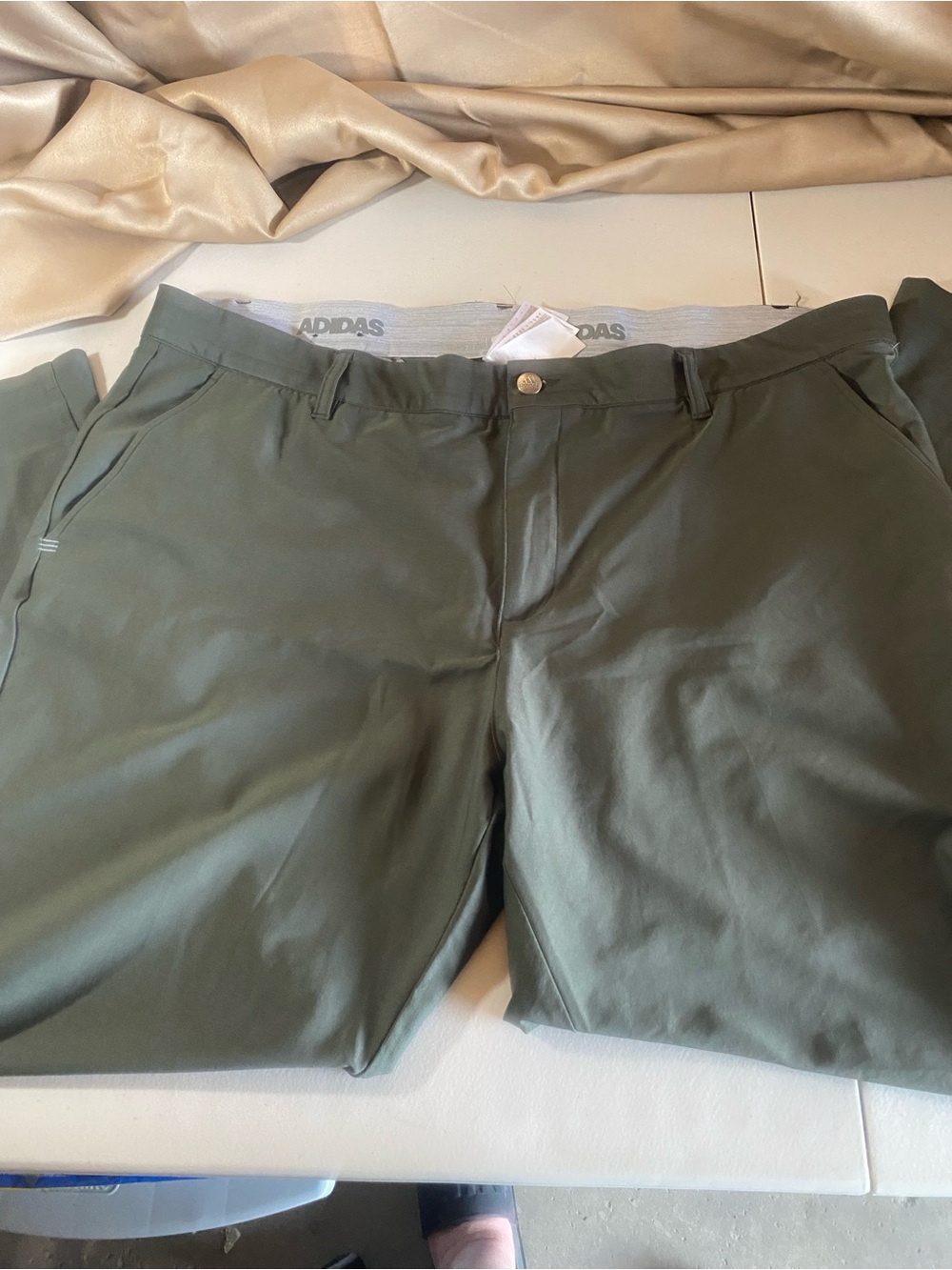 adidas Men's Olive Green Performance Chinos